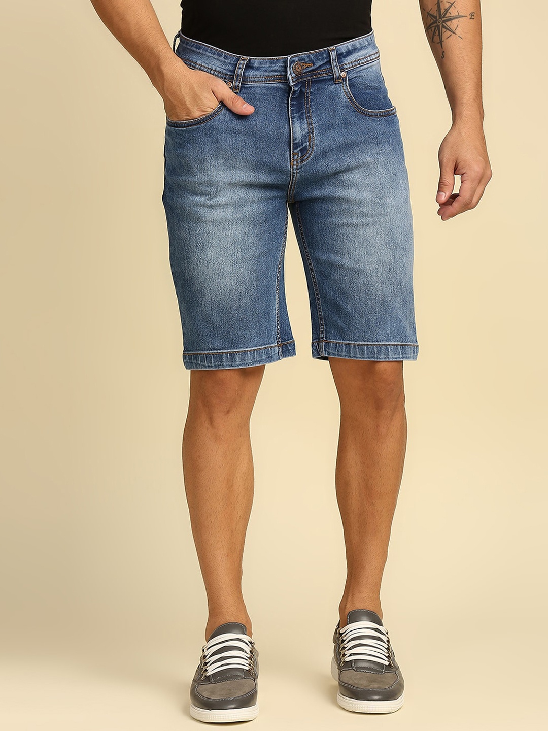 

High Star Men Slim Fit Denim Shorts, Blue