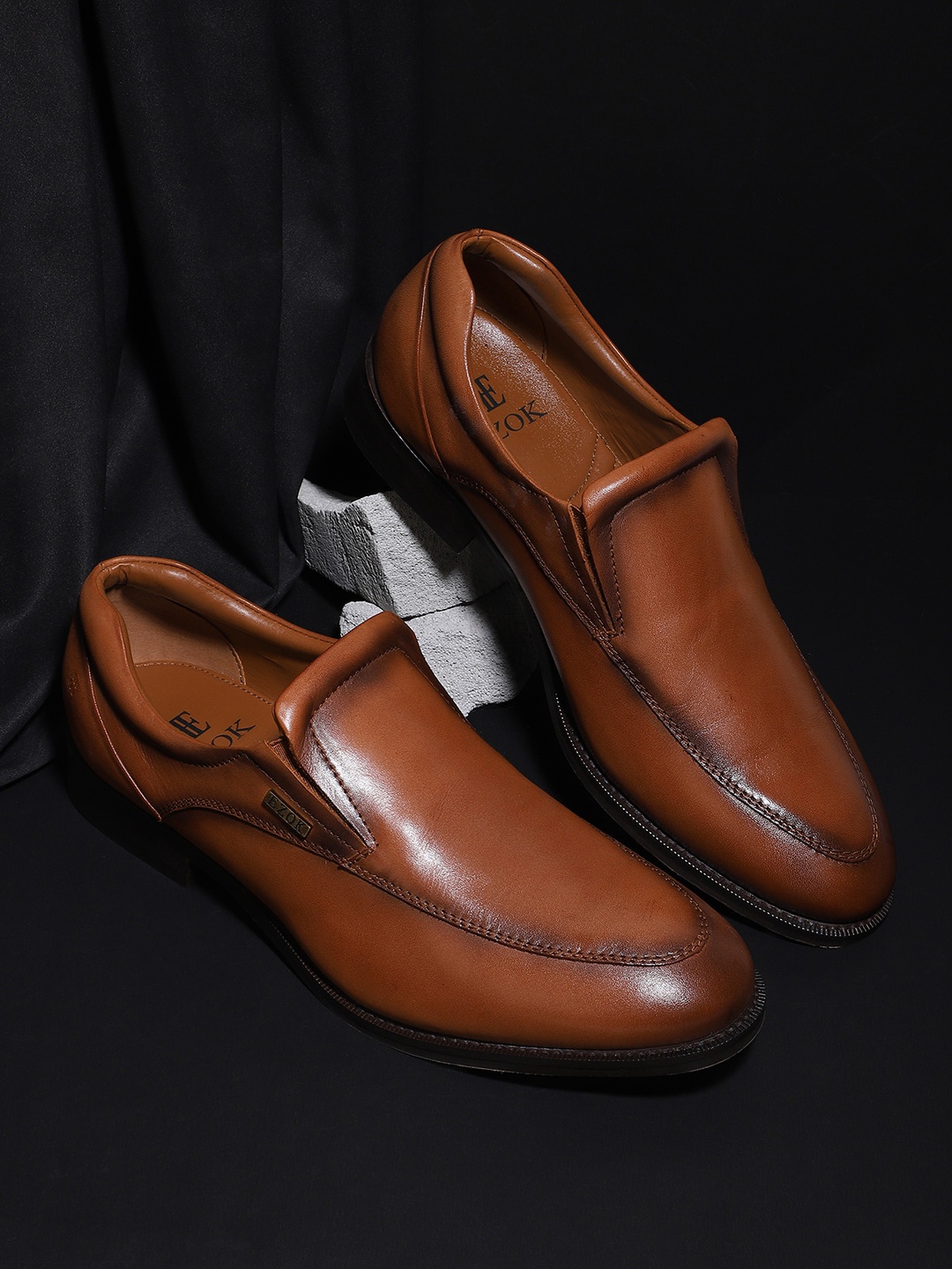 

EZOK Men Tan Solid Slip-On Shoes