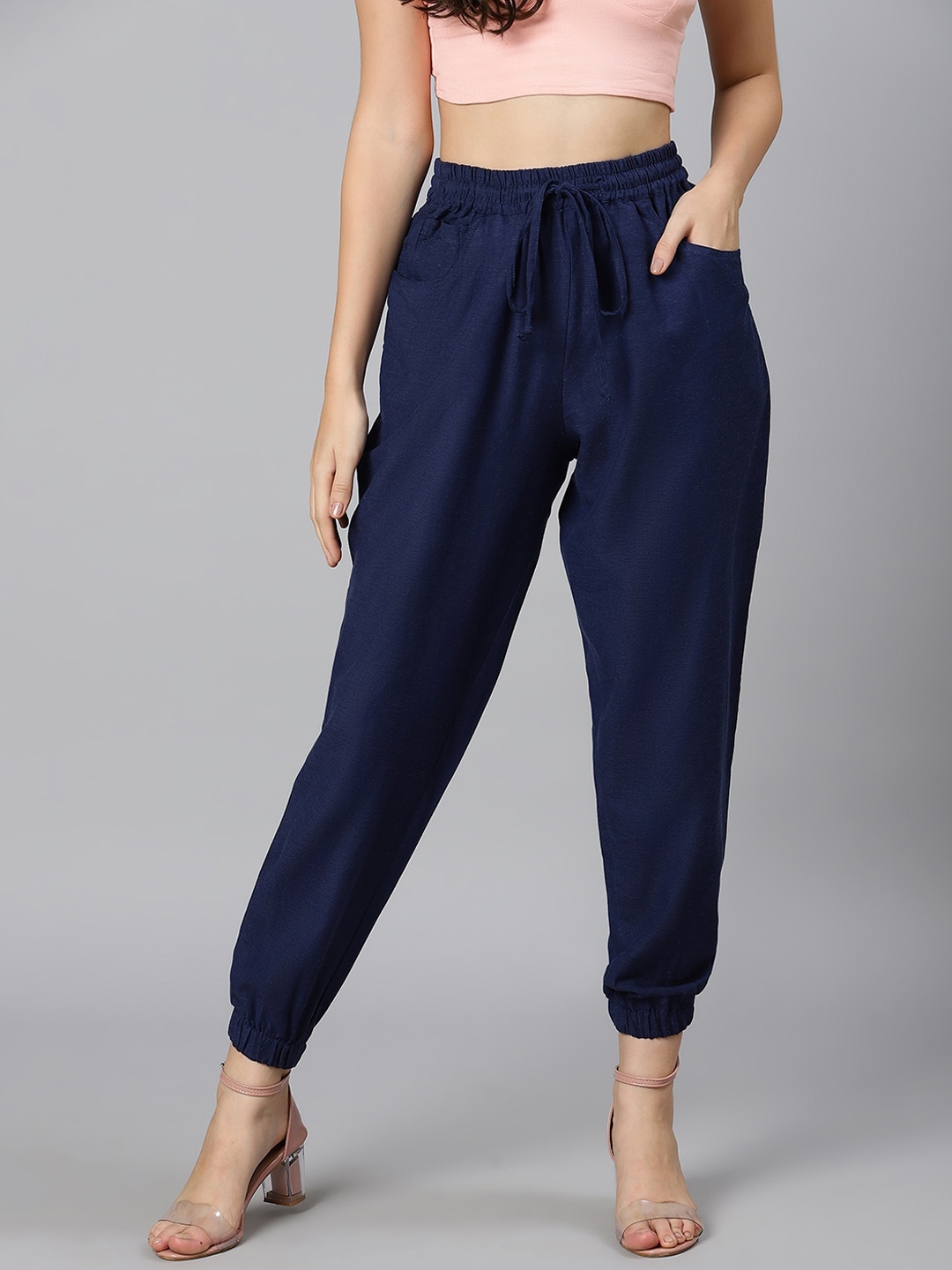 

Oxolloxo Women Navy Blue Solid Joggers