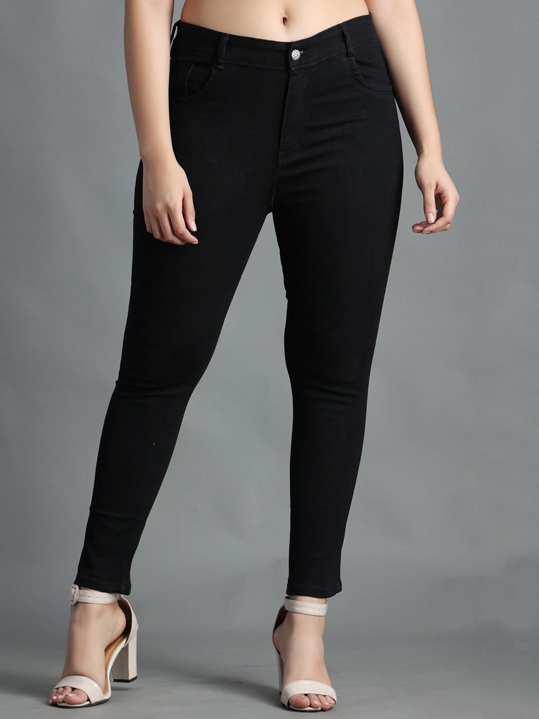 

POMPOUS Women Black Slim Fit High-Rise Stretchable Jeans