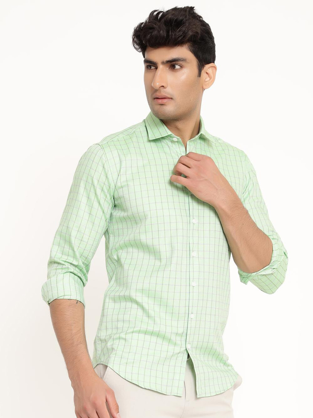 

Tistabene Men Green Comfort Checked Casual Shirt