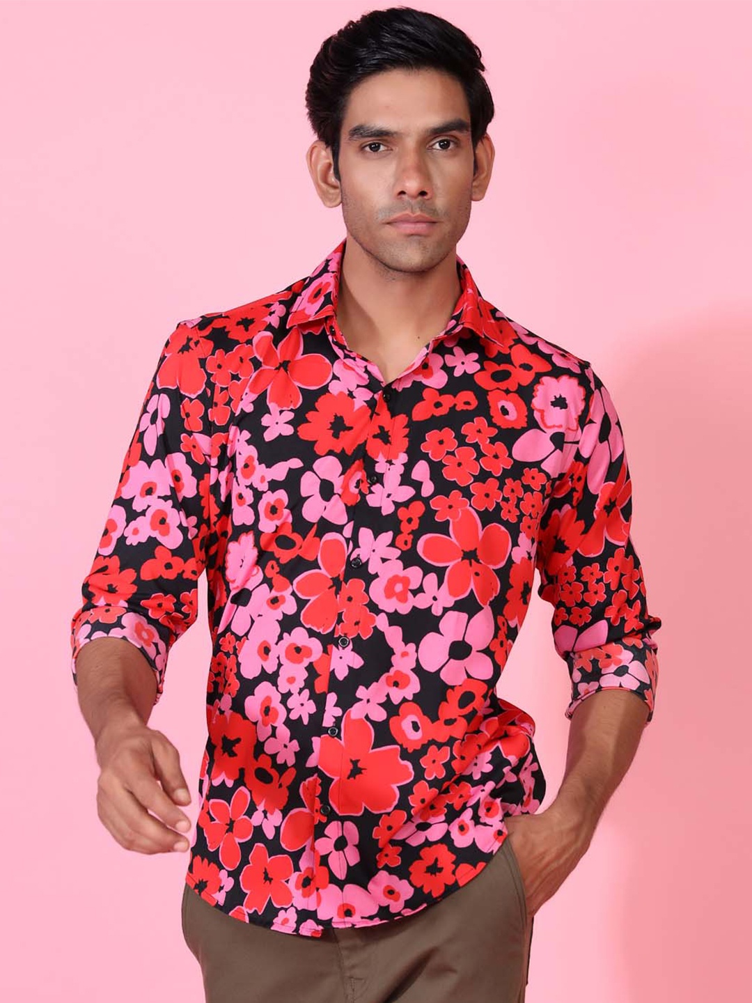 

Tistabene Men Pink Comfort Floral Printed Casual Shirt