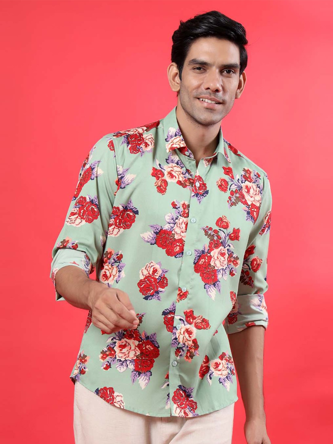 

Tistabene Men Floral Printed Casual Shirt, Green