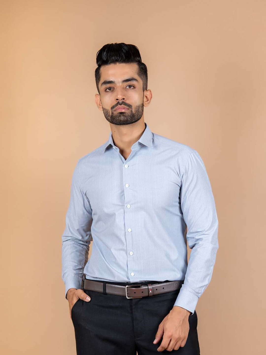 

Tistabene Men Grey Comfort Striped Formal Shirt