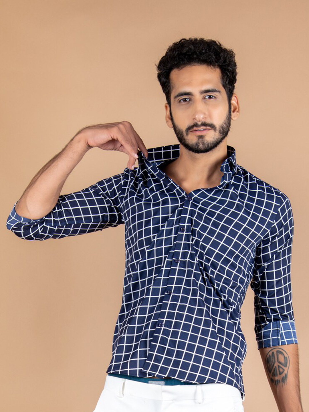 

Tistabene Men Blue Comfort Gingham Checks Checked Casual Shirt