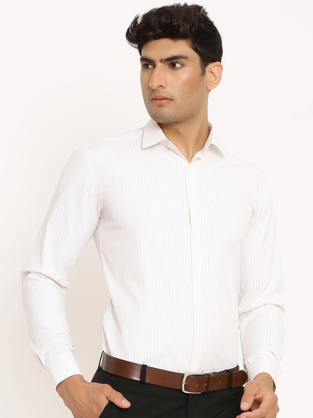 

Tistabene Men White Comfort Striped Formal Shirt