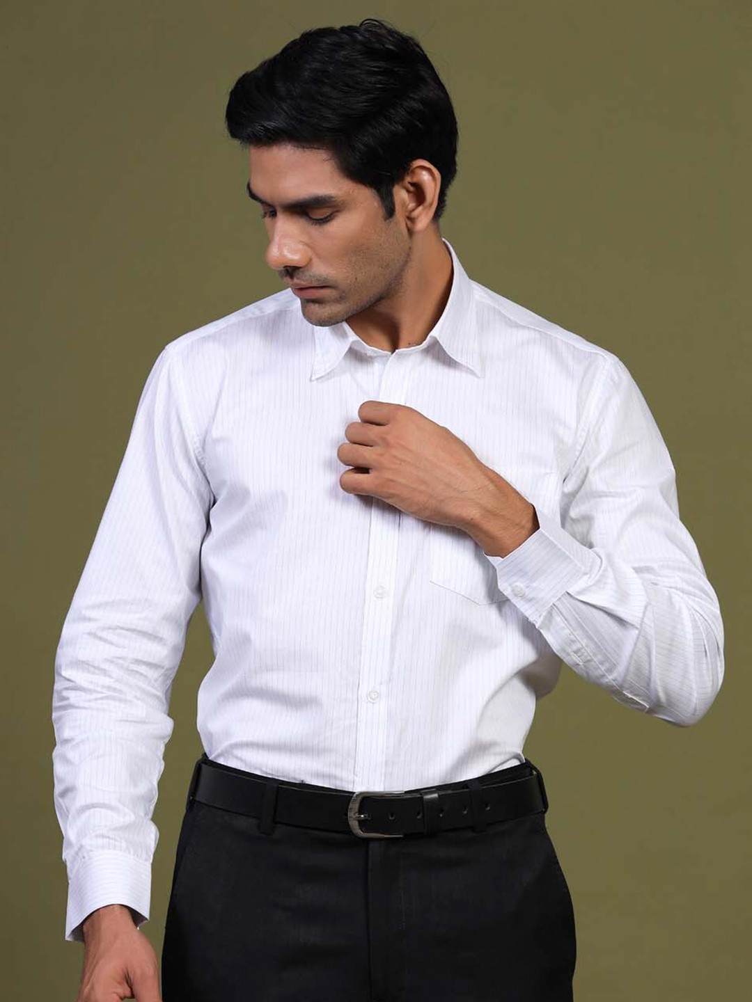 

Tistabene Men White Comfort Striped Formal Shirt