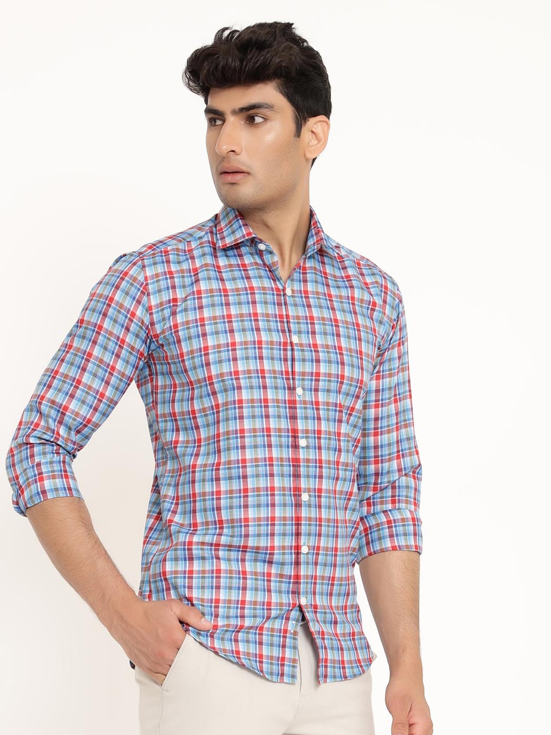 

Tistabene Men Blue And Red Comfort Tartan Checked Casual Shirt