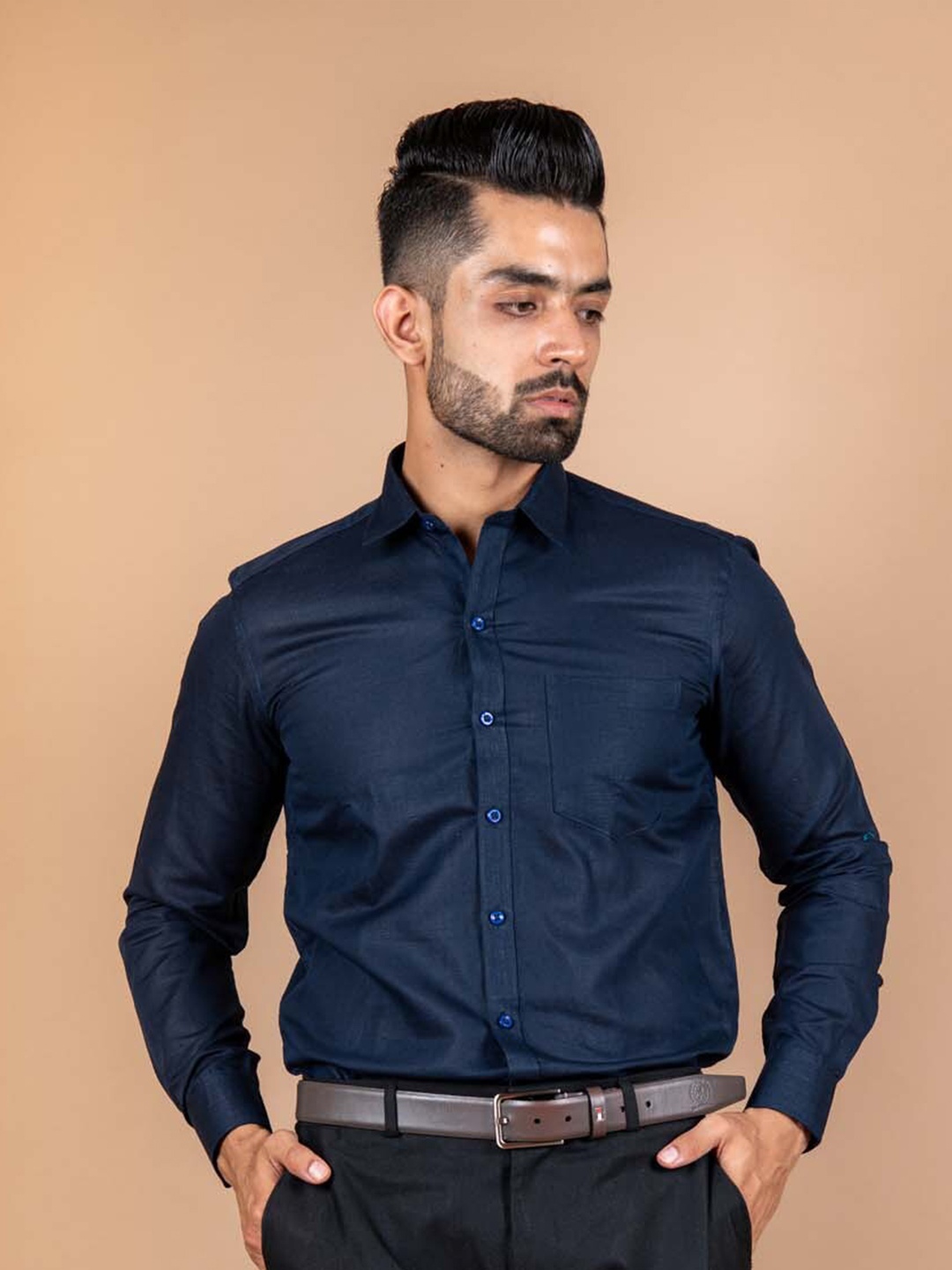 

Tistabene Men Navy Blue Comfort Regular Fit Cotton Formal Shirt