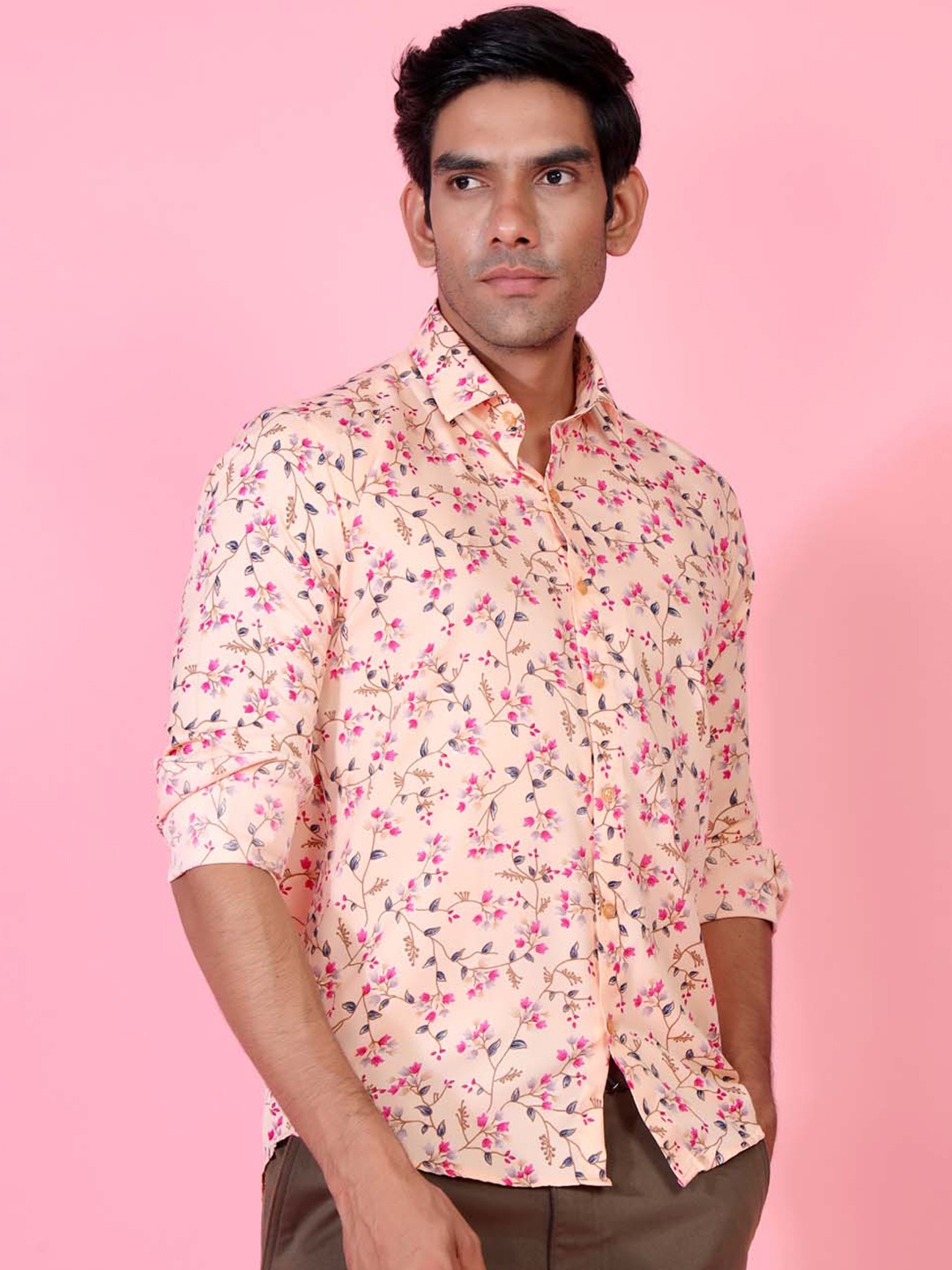 

Tistabene Men Pink Comfort Floral Printed Casual Shirt
