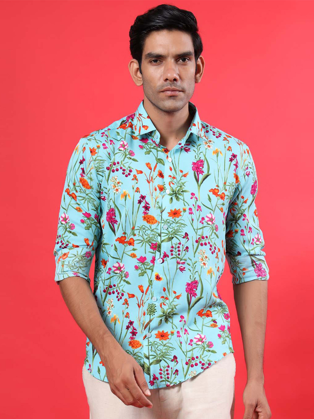 

Tistabene Men Blue Comfort Floral Printed Casual Shirt