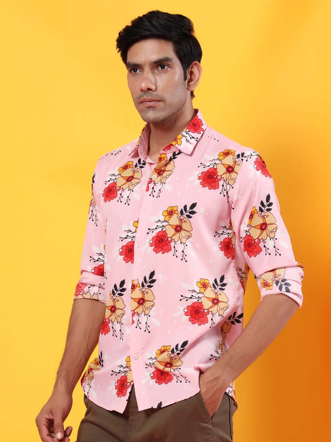 

Tistabene Men Pink Comfort Floral Printed Casual Shirt