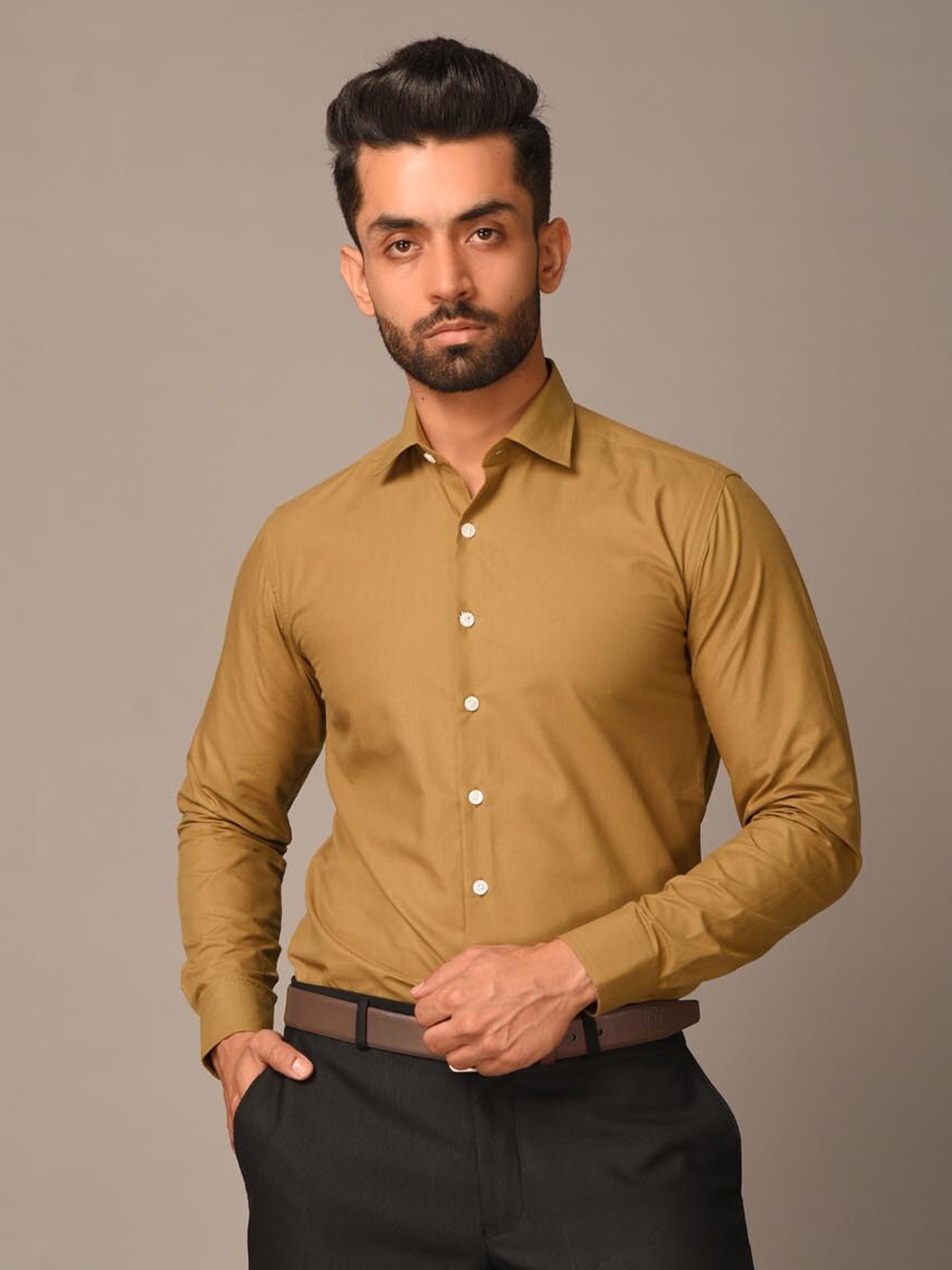 

Tistabene Men Khaki Regular Fit Comfort Cotton Formal Shirt