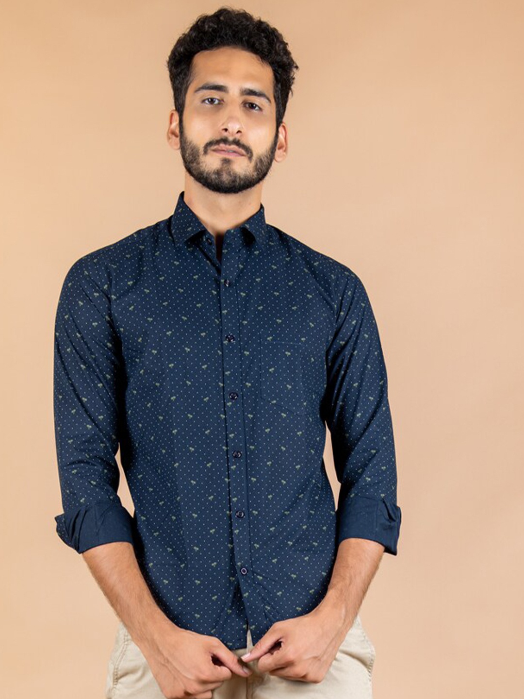 

Tistabene Men Blue Regular Fit Comfort Printed Cotton Casual Shirt