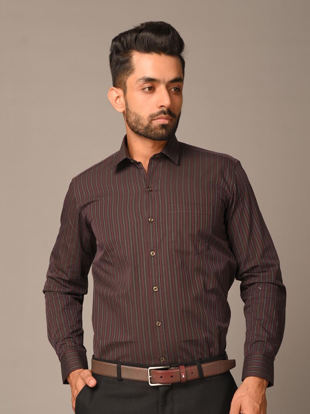 

Tistabene Men Brown Comfort Striped Casual Shirt