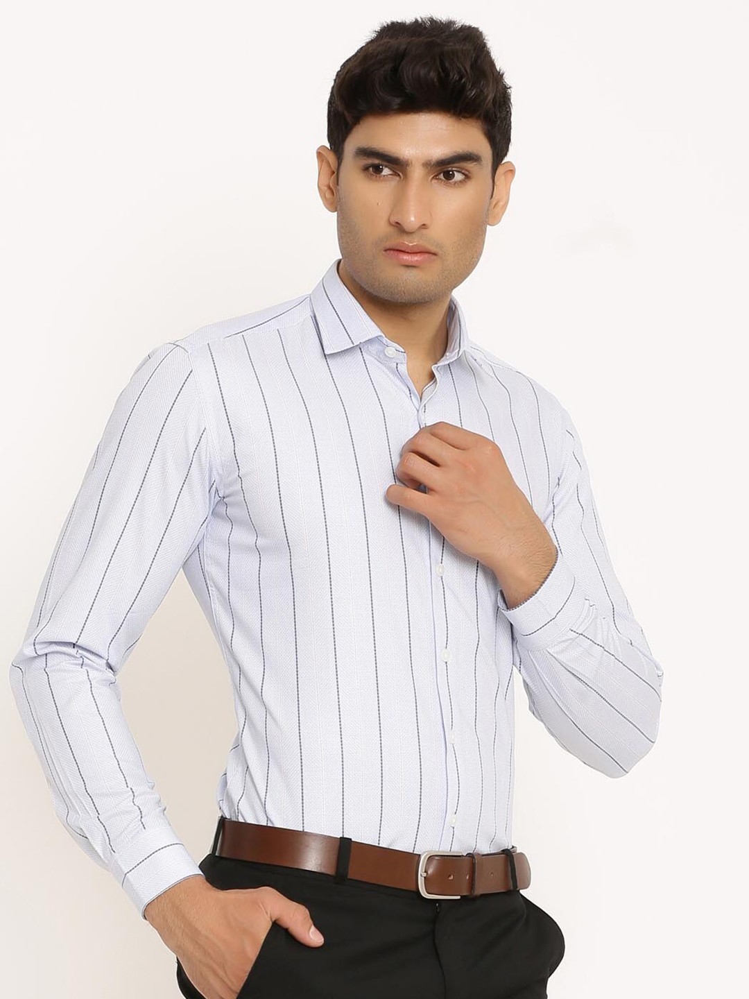 

Tistabene Men Blue Comfort Striped Casual Cotton Shirt