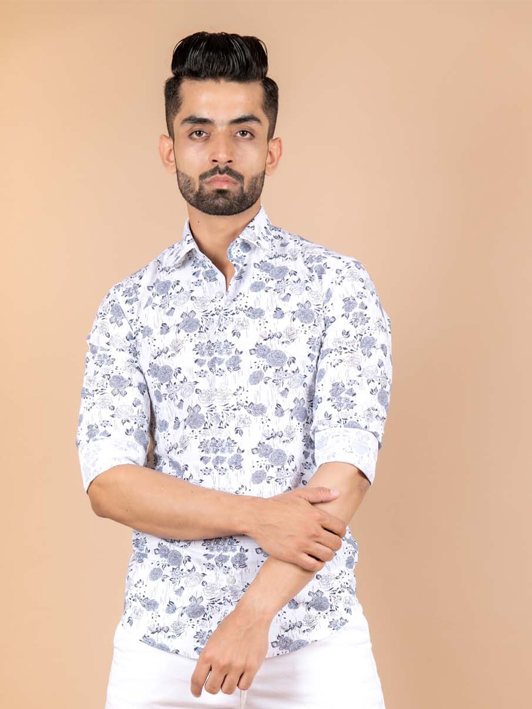 

Tistabene Men White Comfort Printed Casual Cotton Shirt