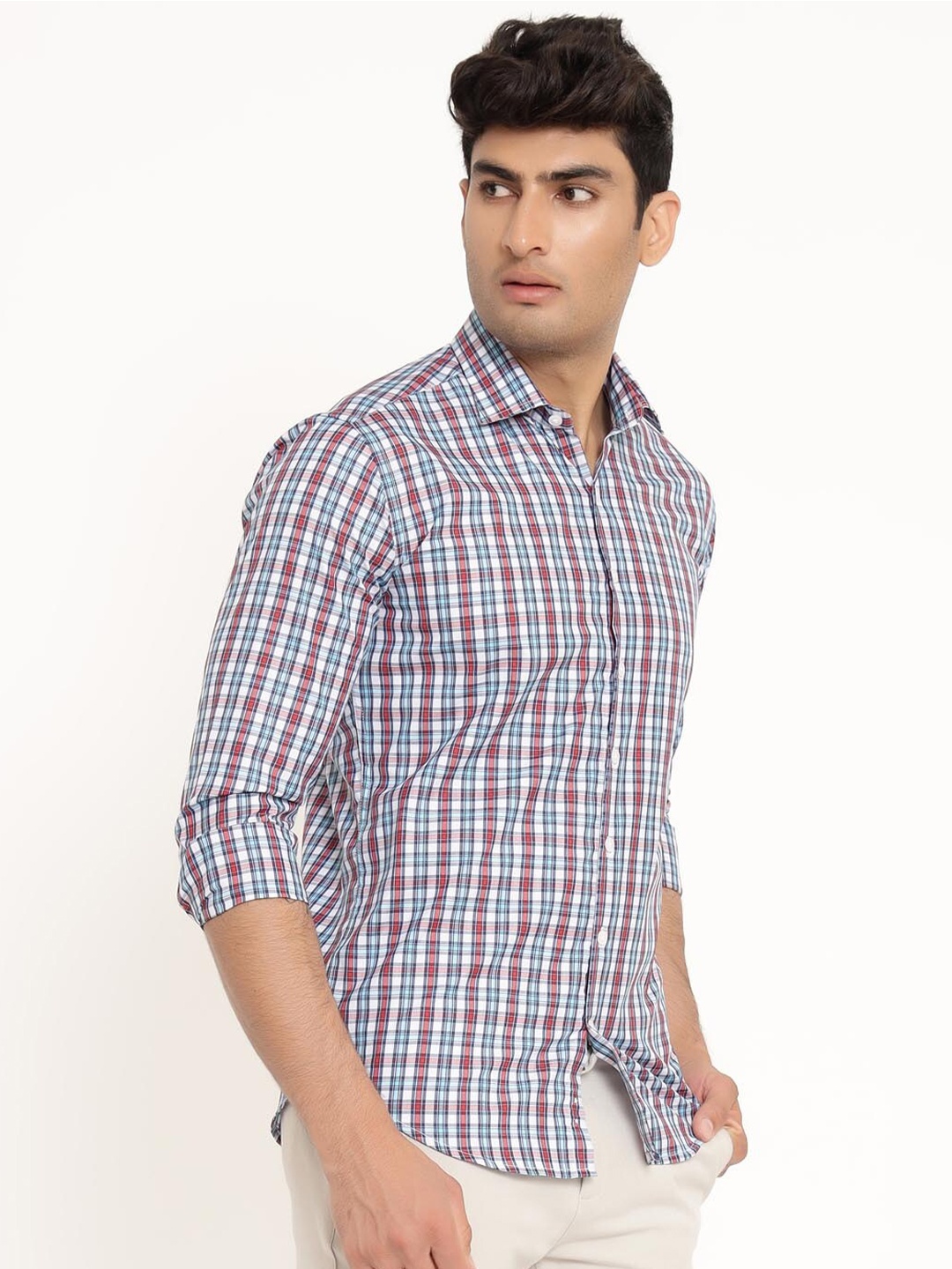 

Tistabene Men Blue Comfort Tartan Checks Checked Casual Cotton Shirt