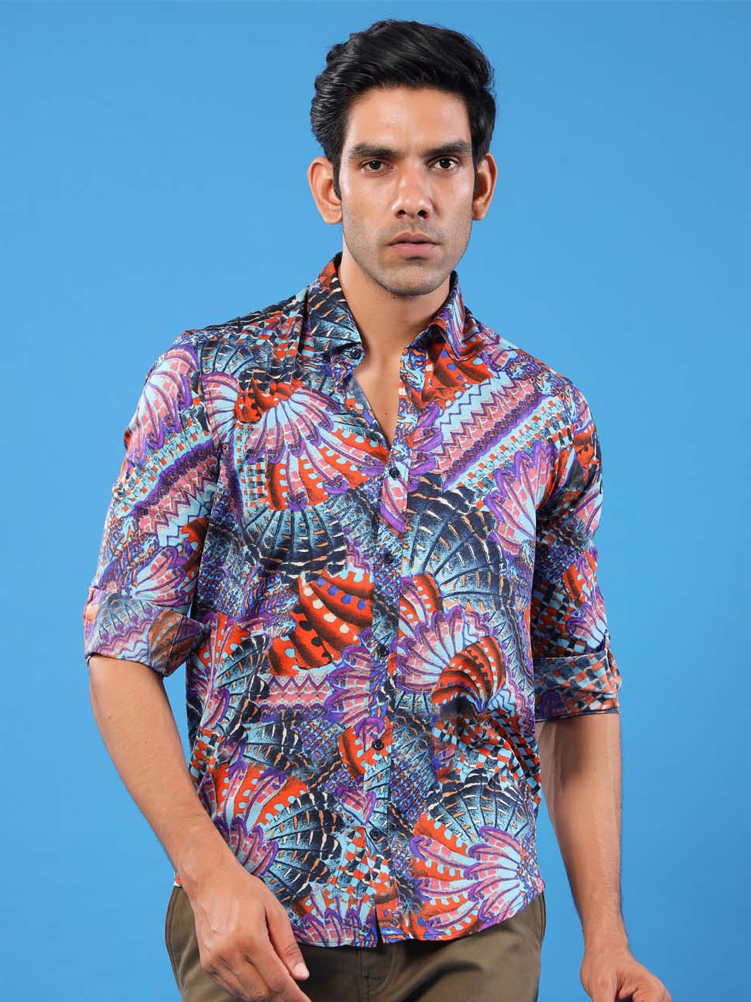 

Tistabene Men Multicoloured Comfort Printed Casual Crepe Shirt, Multi
