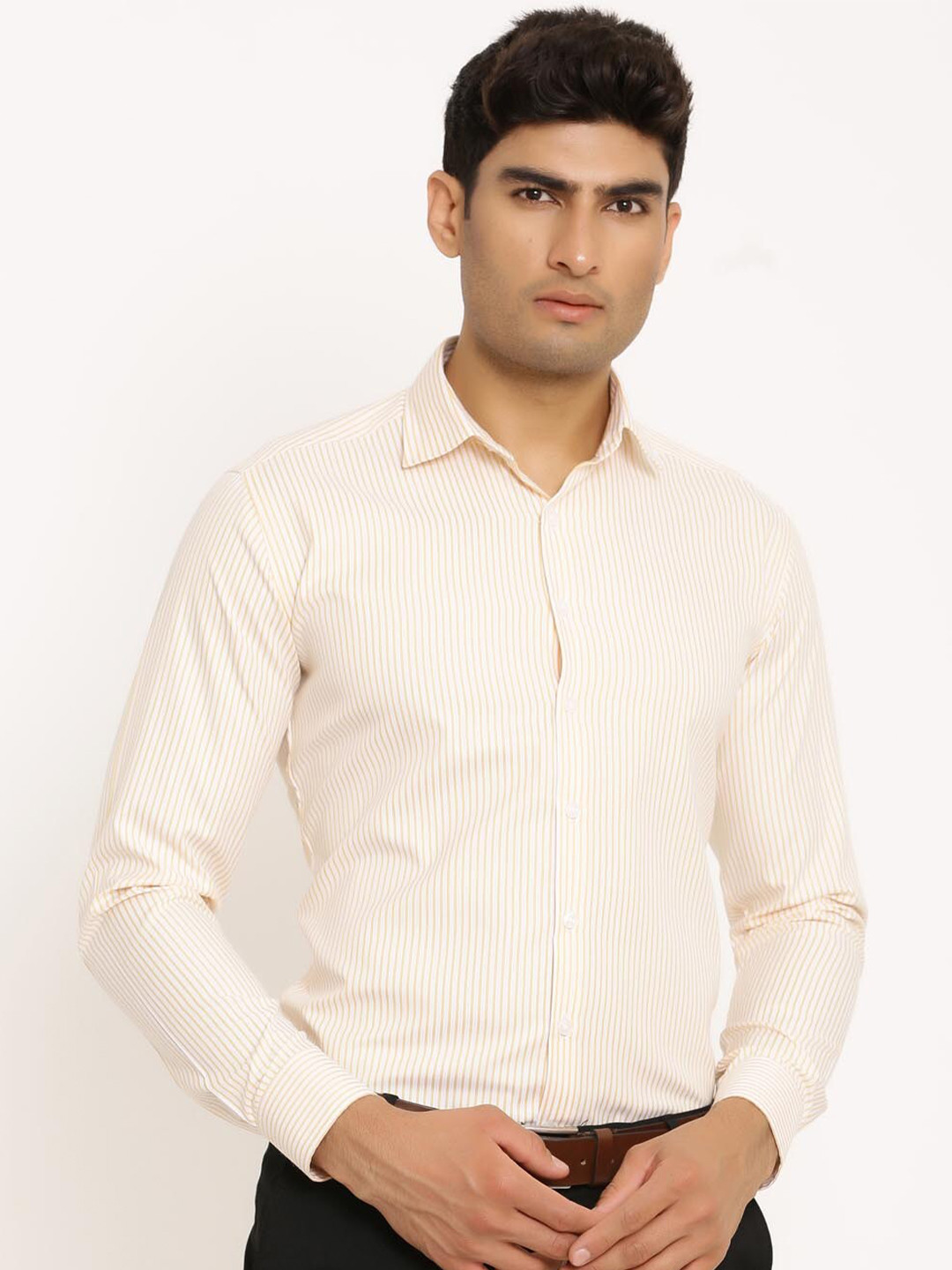 

Tistabene Men White Comfort Striped Formal Cotton Shirt