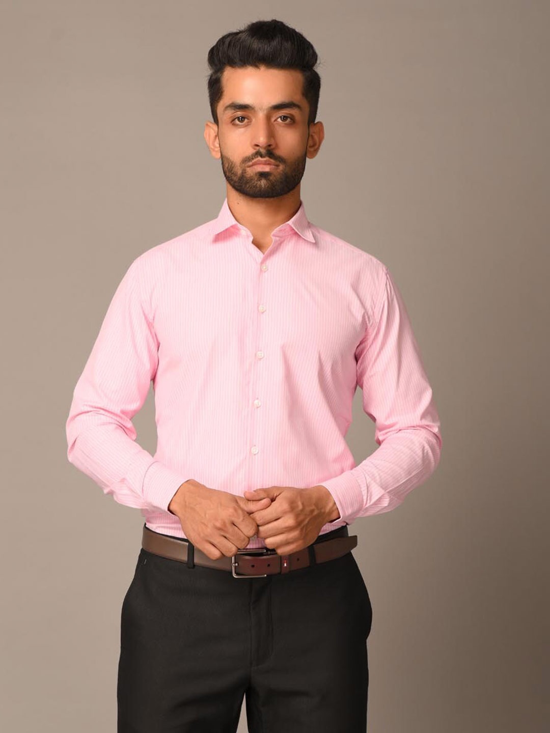 

Tistabene Men Pink Comfort Striped Formal Shirt