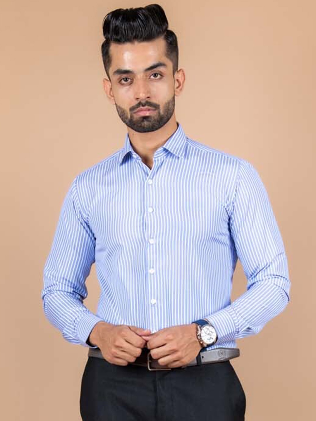 

Tistabene Men Blue Comfort Striped Casual Shirt