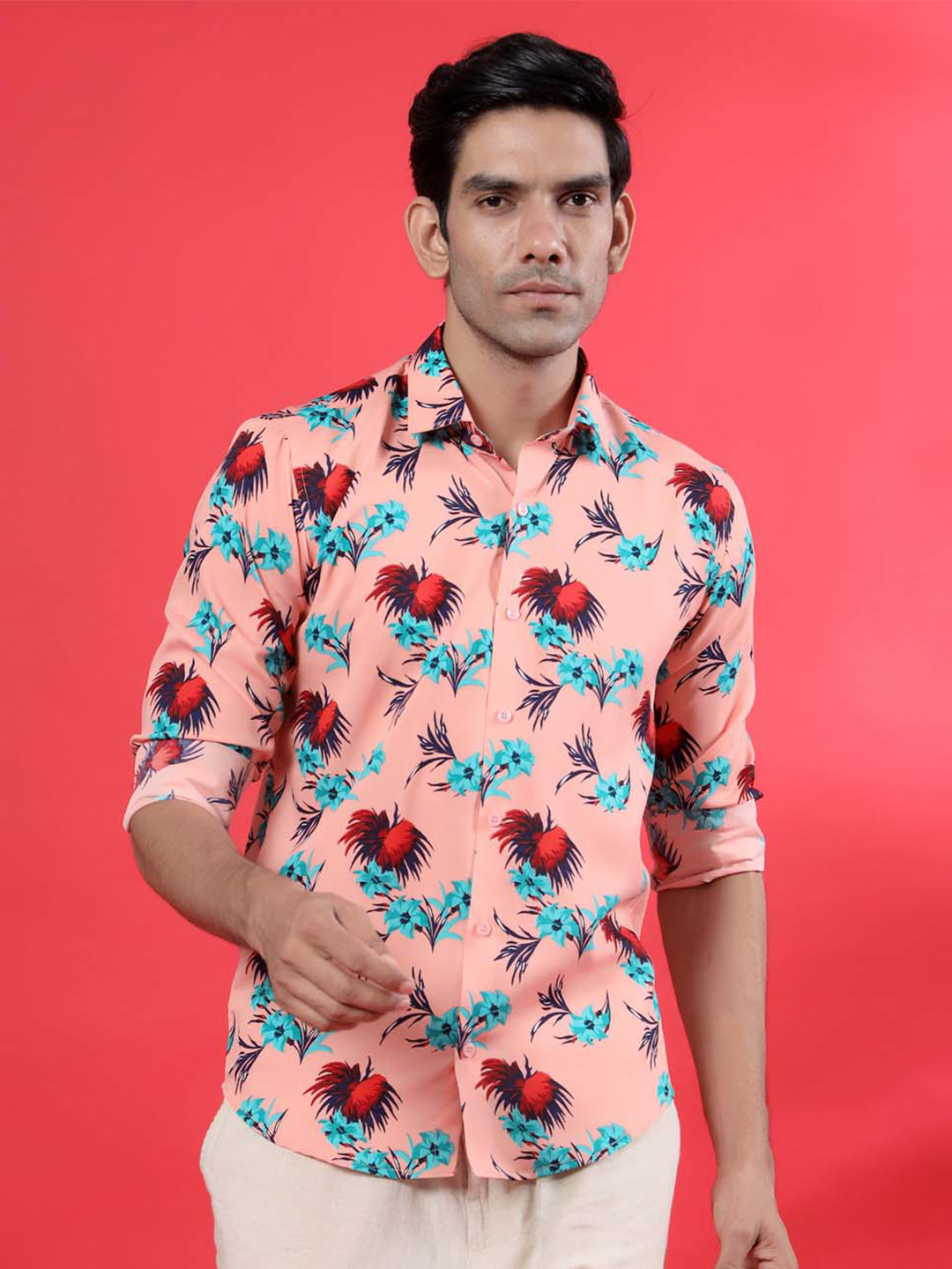 

Tistabene Men Pink Comfort Floral Printed Casual Shirt