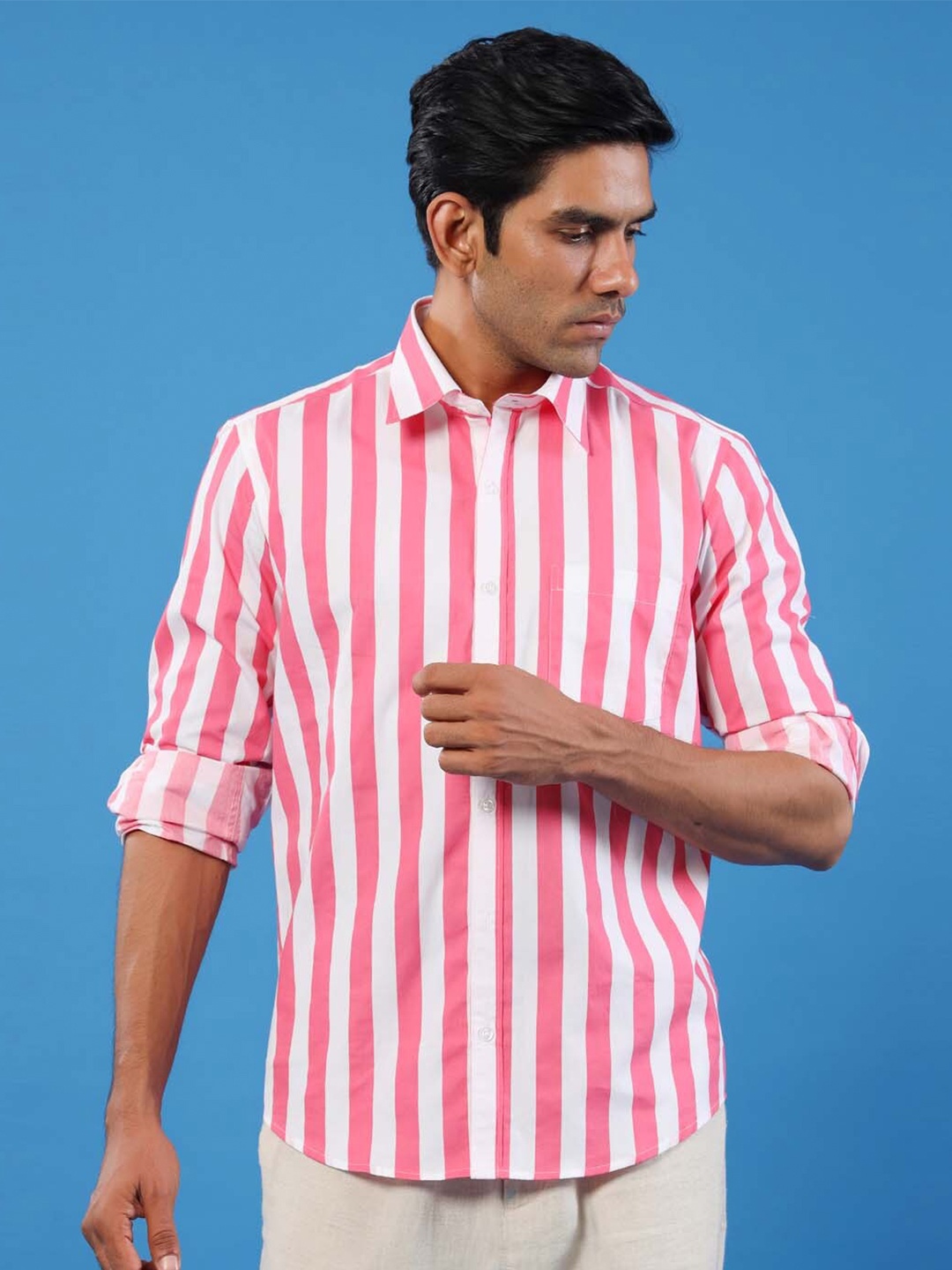 

Tistabene Men Pink Comfort Striped Casual Shirt