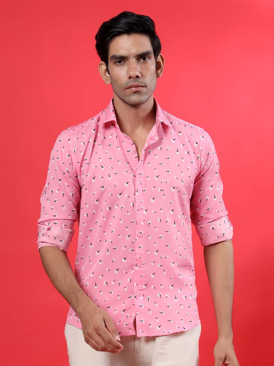 

Tistabene Men Pink Comfort Floral Printed Casual Shirt