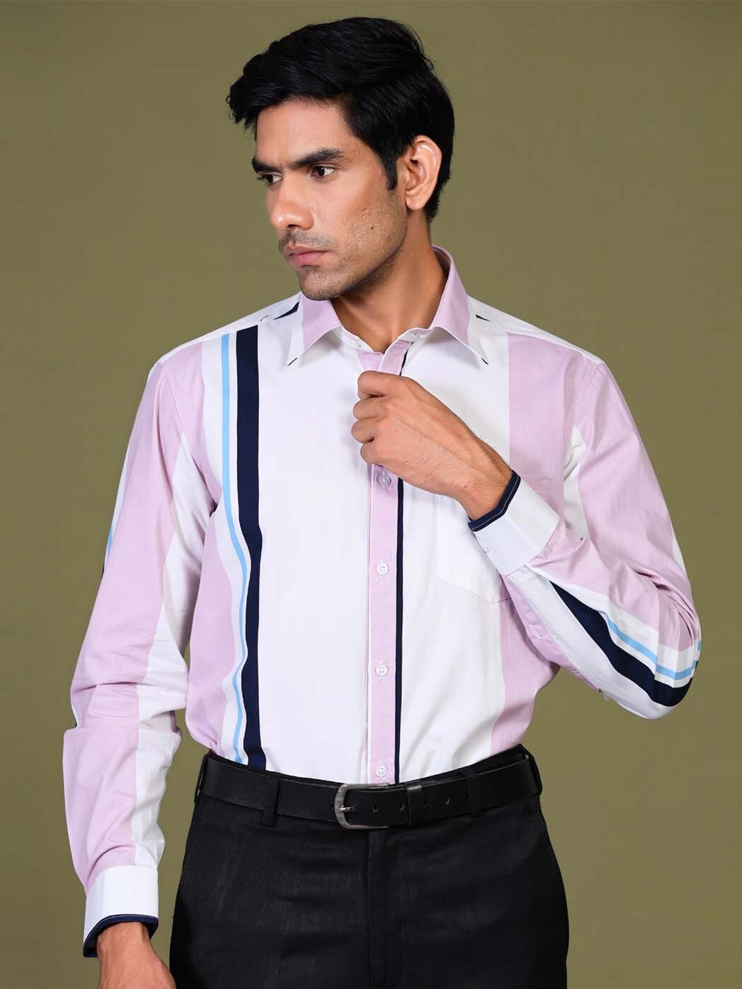 

Tistabene Men Pink Comfort Striped Casual Shirt