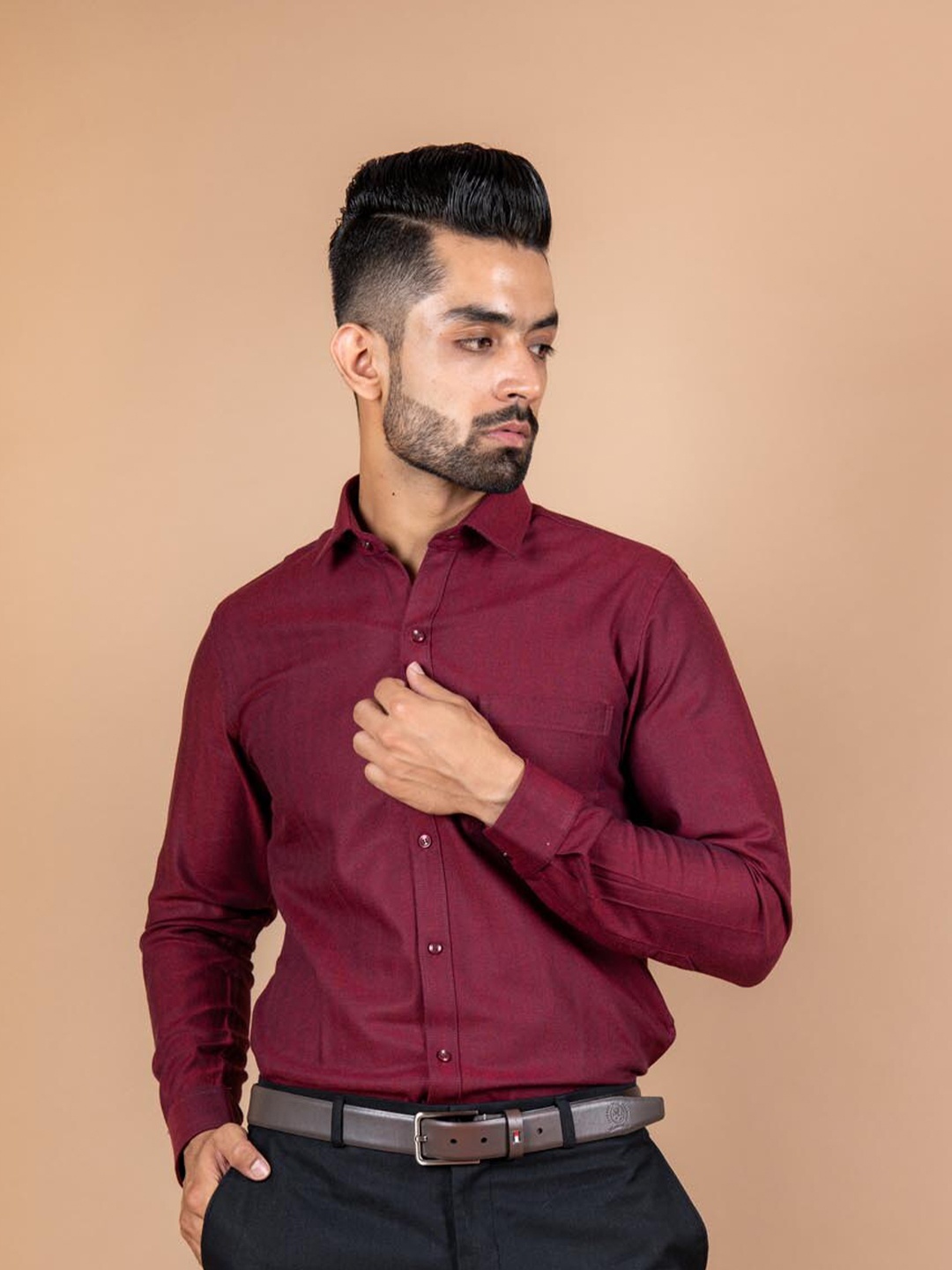 

Tistabene Men Burgundy Comfort Formal Shirt