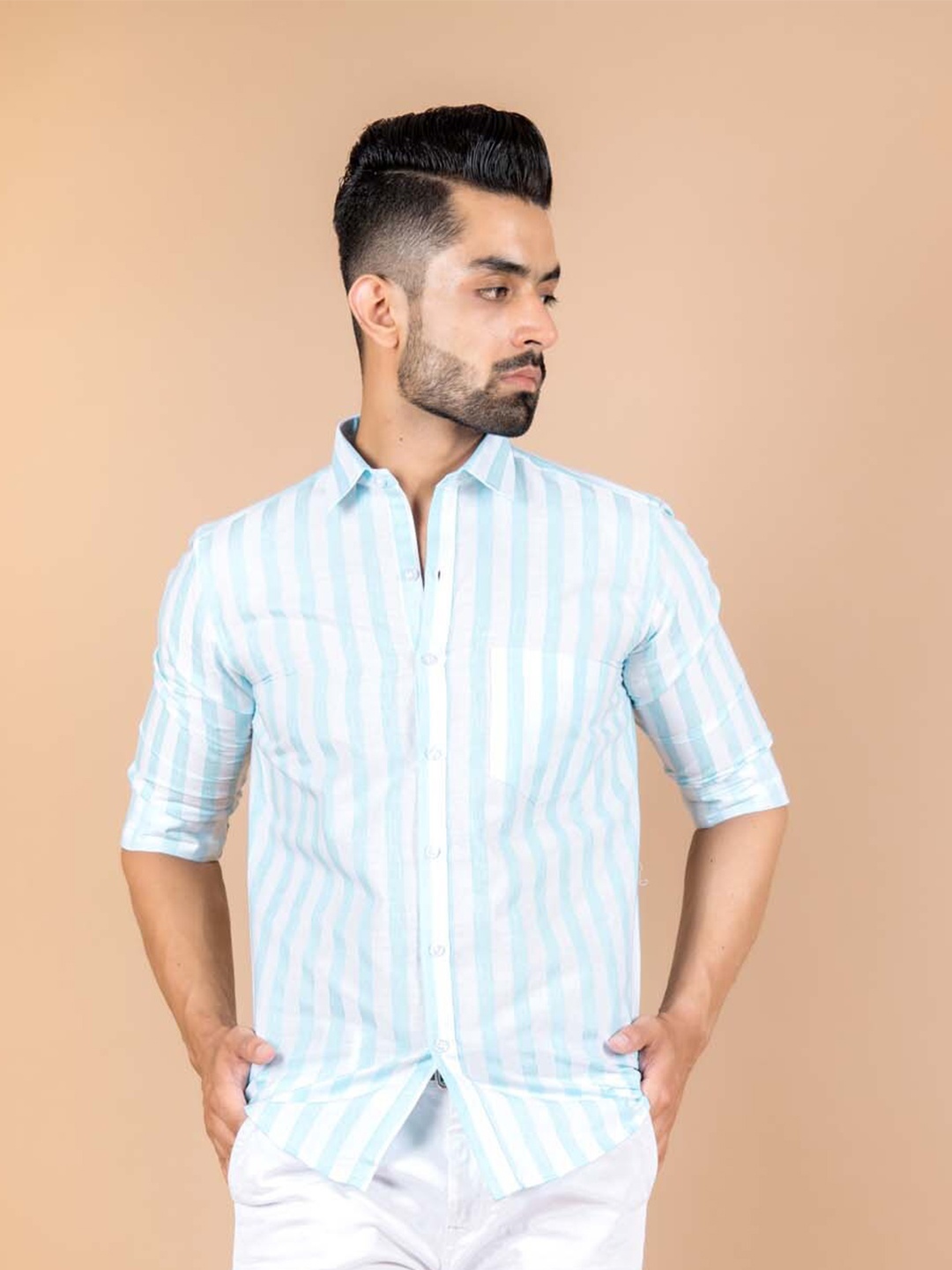 

Tistabene Men Blue Comfort Striped Casual Shirt
