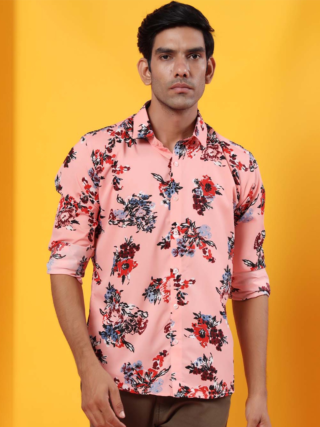 

Tistabene Men Pink Comfort Floral Printed Casual Shirt