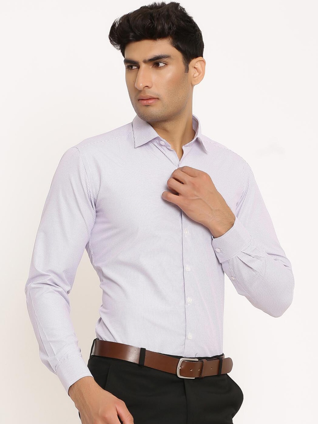 

Tistabene Men Grey Comfort Micro Checked Formal Shirt