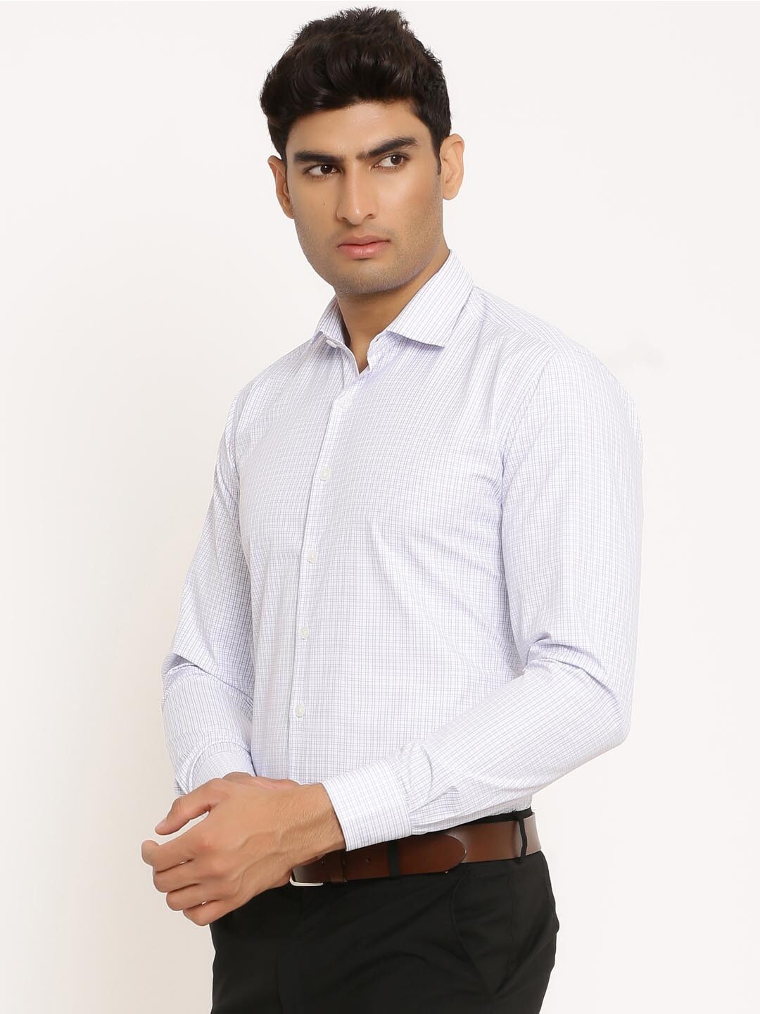 

Tistabene Men Blue Comfort Micro Checked Formal Shirt