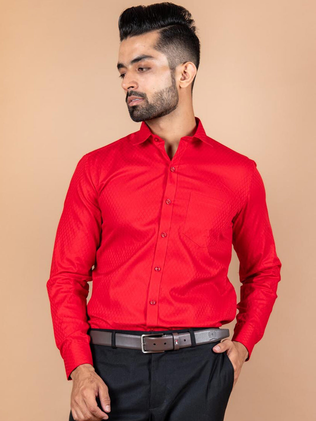 

Tistabene Men Red Cotton Casual Shirt