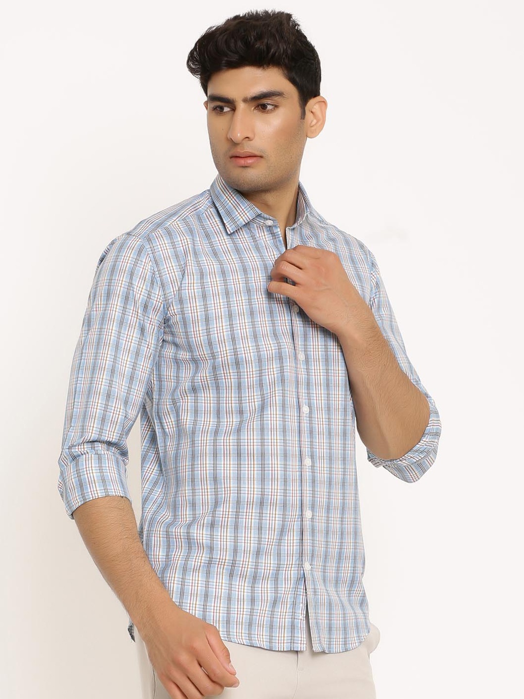 

Tistabene Men Blue Comfort Tartan Checks Checked Casual Shirt