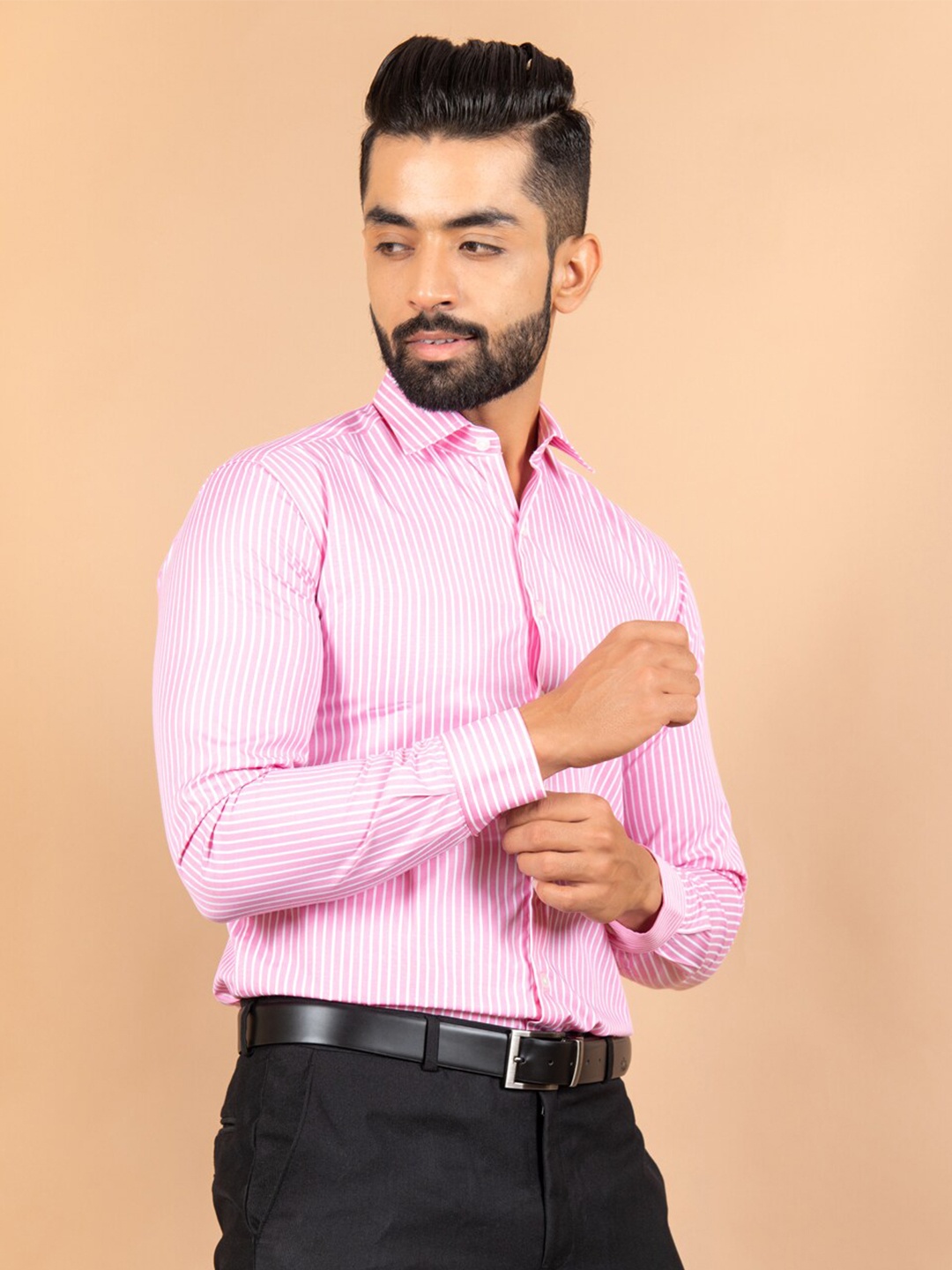 

Tistabene Men Pink Comfort Striped Formal Shirt