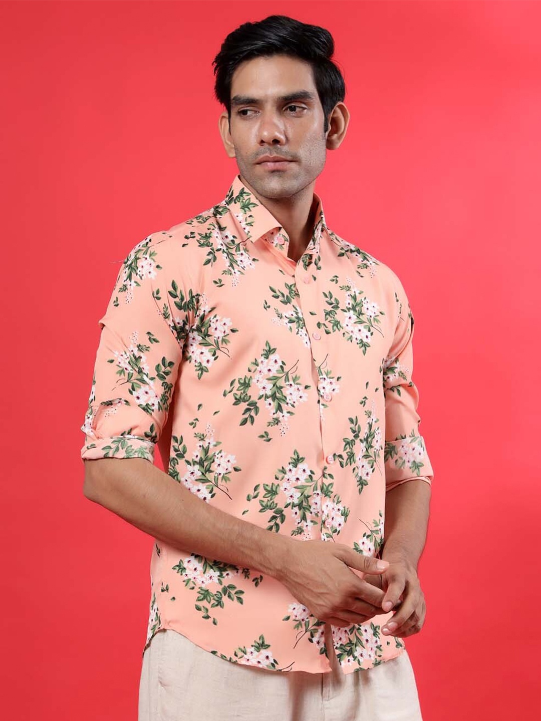 

Tistabene Men Pink Comfort Floral Printed Casual Shirt