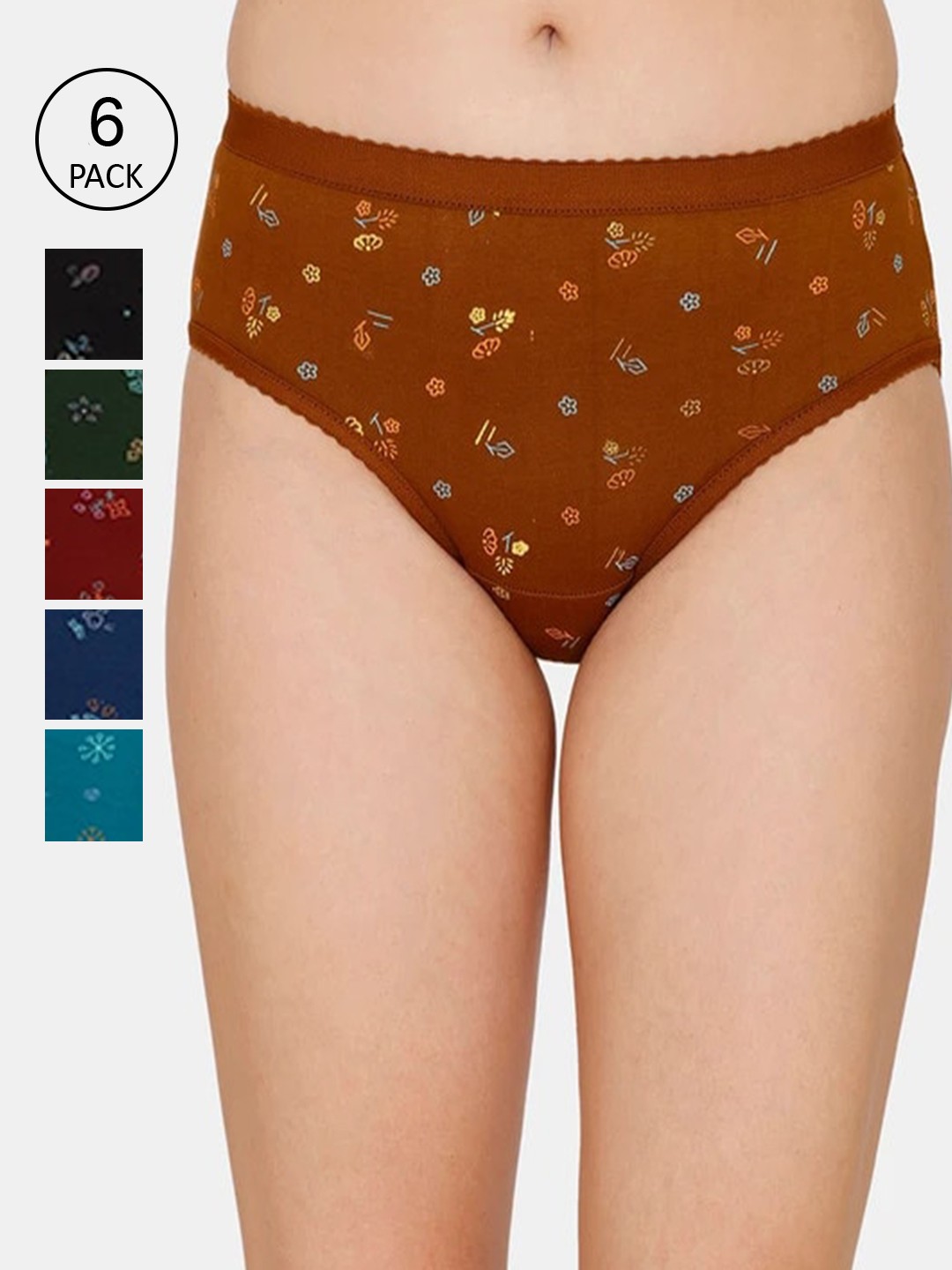 

SLEAZY Women Pack Of 6 Printed Hipster Cotton Briefs, Red