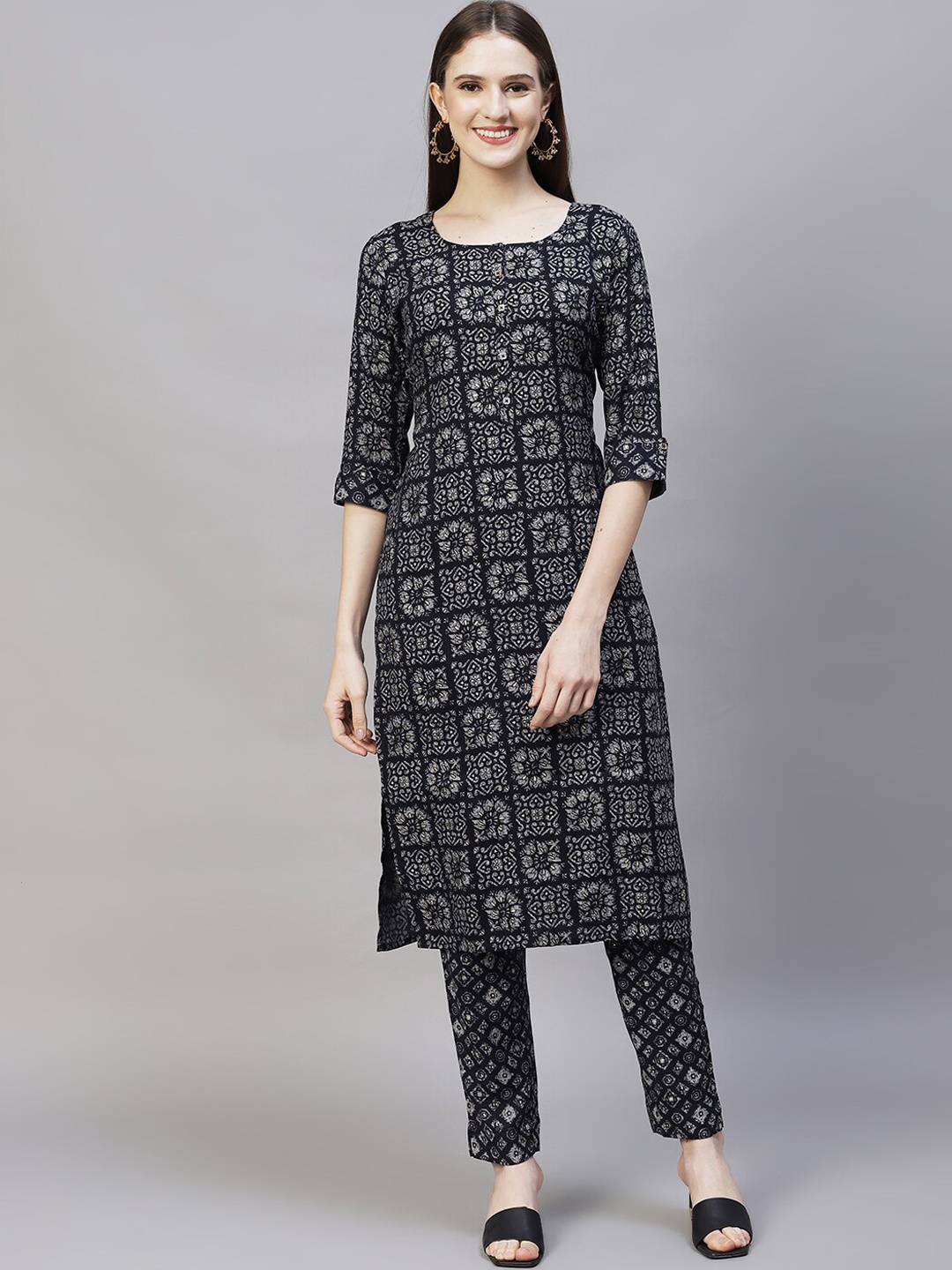

FASHOR Women Violet Printed Kurta with Trosuer