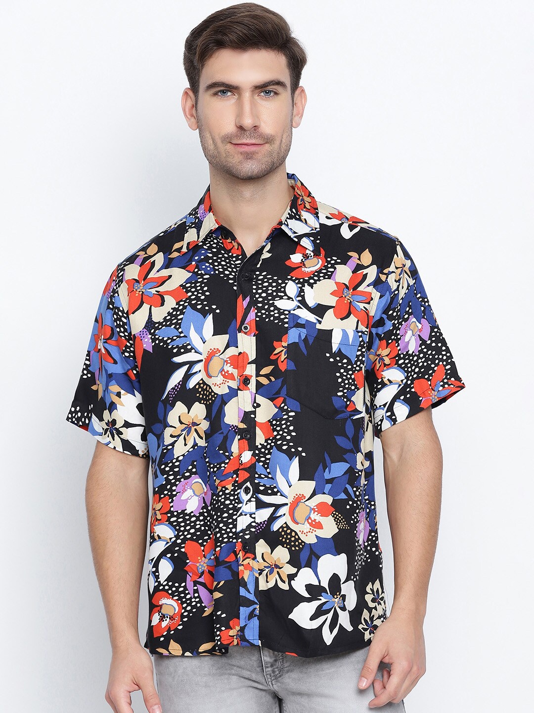 

Oxolloxo Men Multicoloured Classic Floral Semi Sheer Printed Casual Shirt, Multi