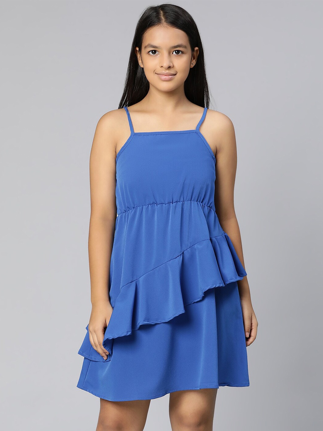 

Oxolloxo Blue Satin Empire Dress