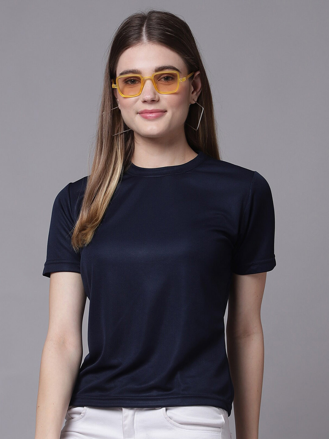 

THE EG STORE Women Navy Blue T-shirt