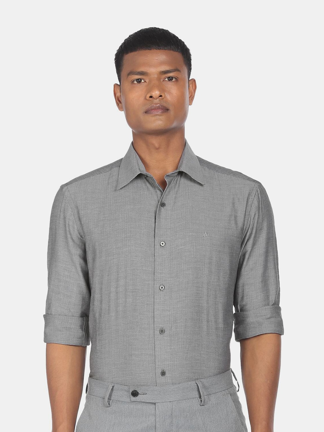 

Arrow New York Men Grey Slim Fit Pure Cotton Formal Shirt