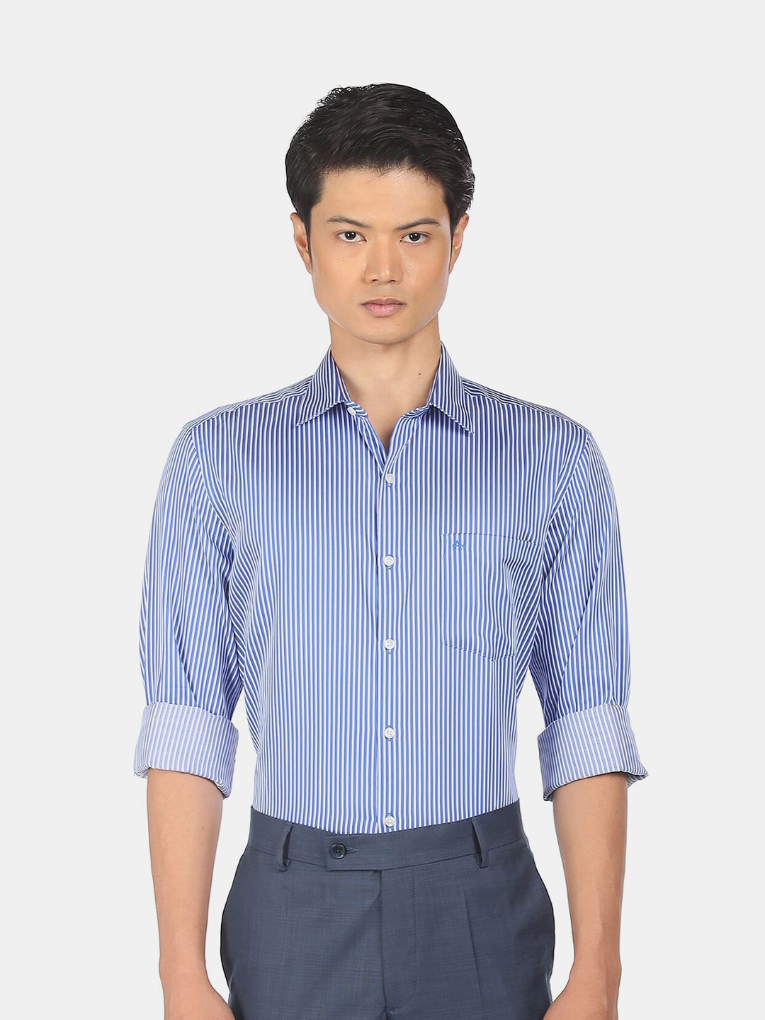 

Arrow Men Blue Slim Fit Striped Formal Shirt