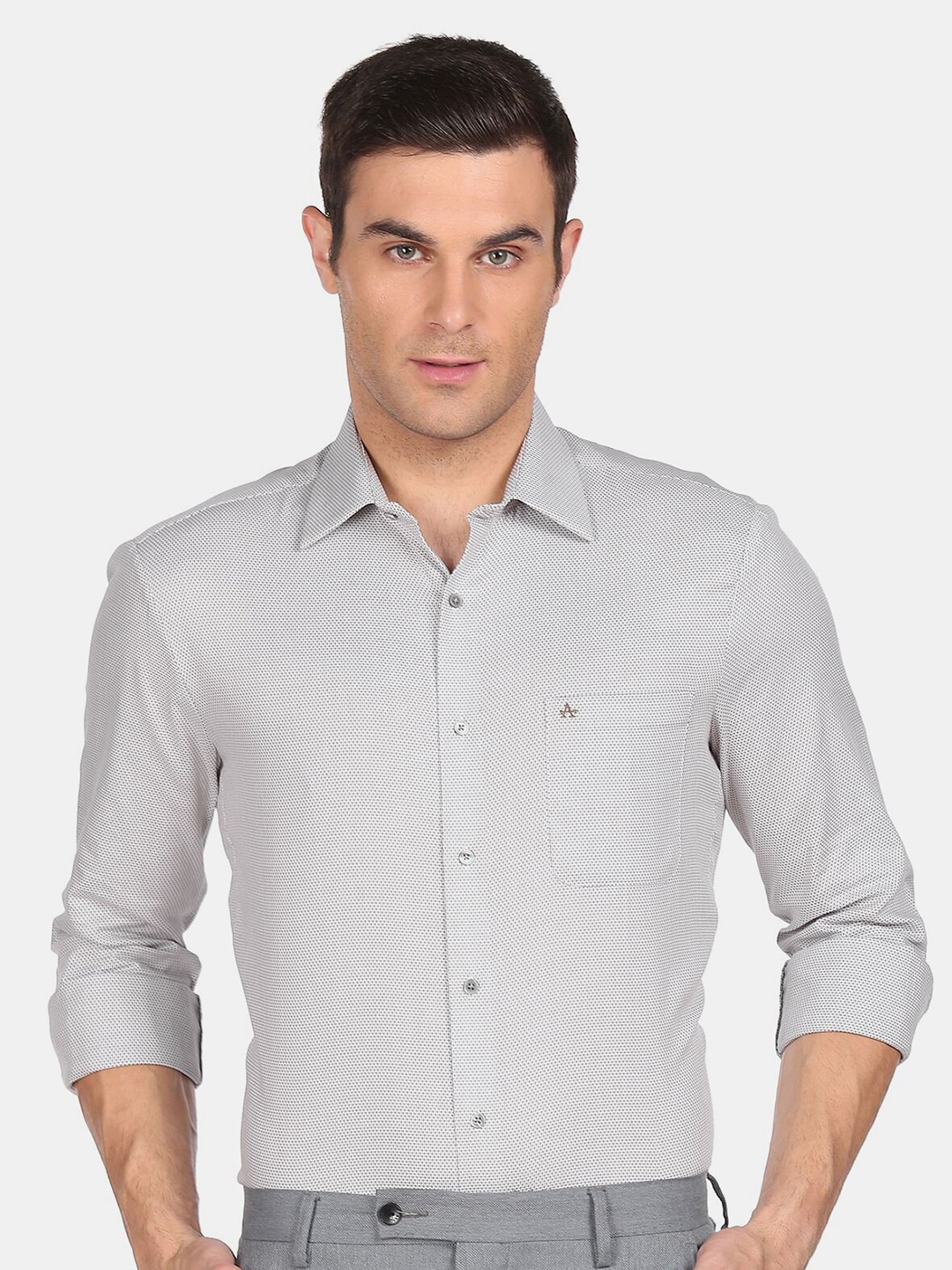 

Arrow Men Grey Textured Cotton Formal Shirt