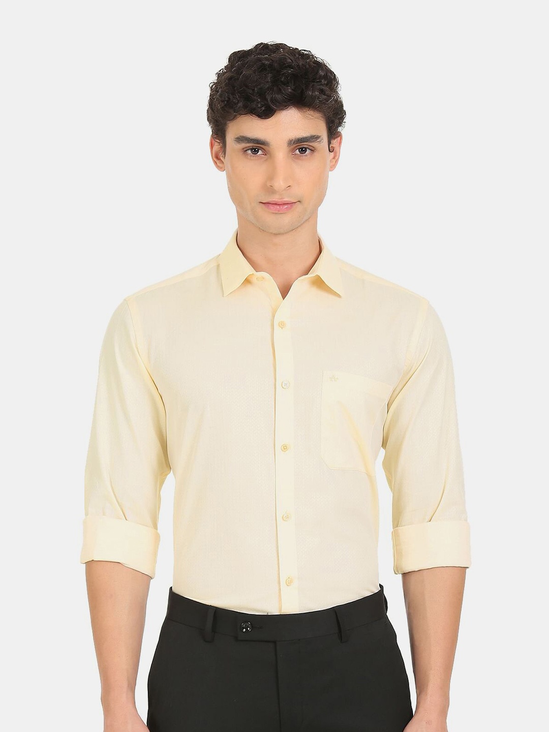 

Arrow Men Yellow Pure Cotton Formal Shirt