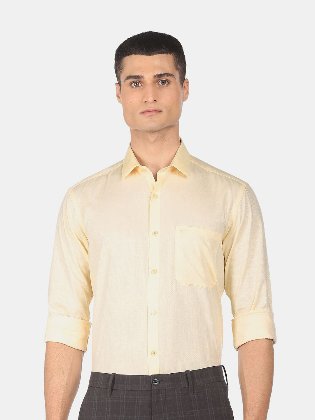 

Arrow Men Yellow Pure Cotton Slim Fit Formal Shirt