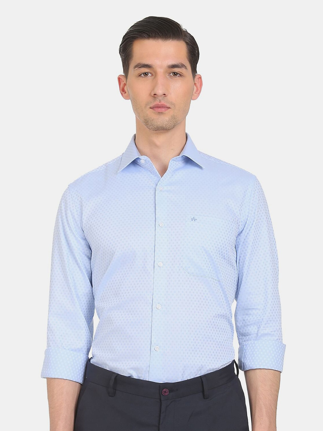 

Arrow Men Blue Printed Pure Cotton Formal Shirt